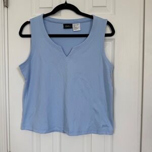 Kaelin Light Blue Sleeveless Notched V-Neck Stretch Tank Top Women's Large EUC